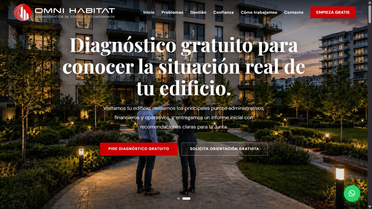 Captura del sitio público de OMNI HABITAT